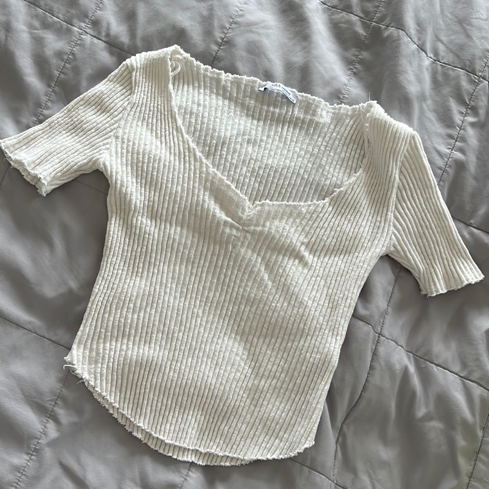 Zara cap-sleeved woven t-shirt